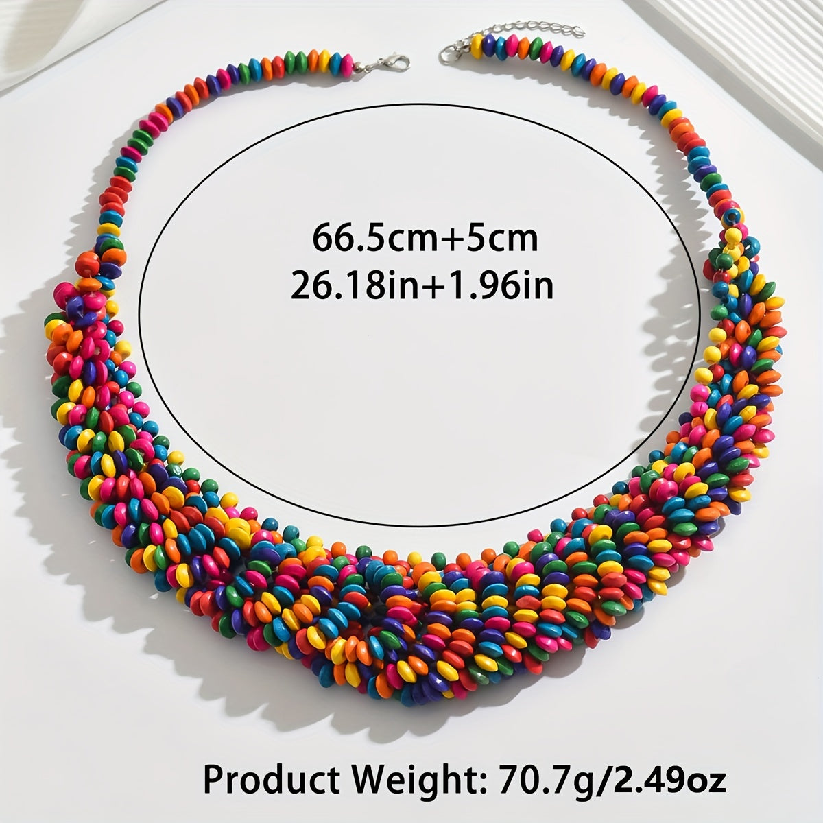 Bohemian Geometric Wooden Multicolor Layered Bead Necklace - Vintage Handmade Statement Jewelry for Women & Girls - Perfect for Party, Prom, Music Festival, Summer Travel & Holiday Wear