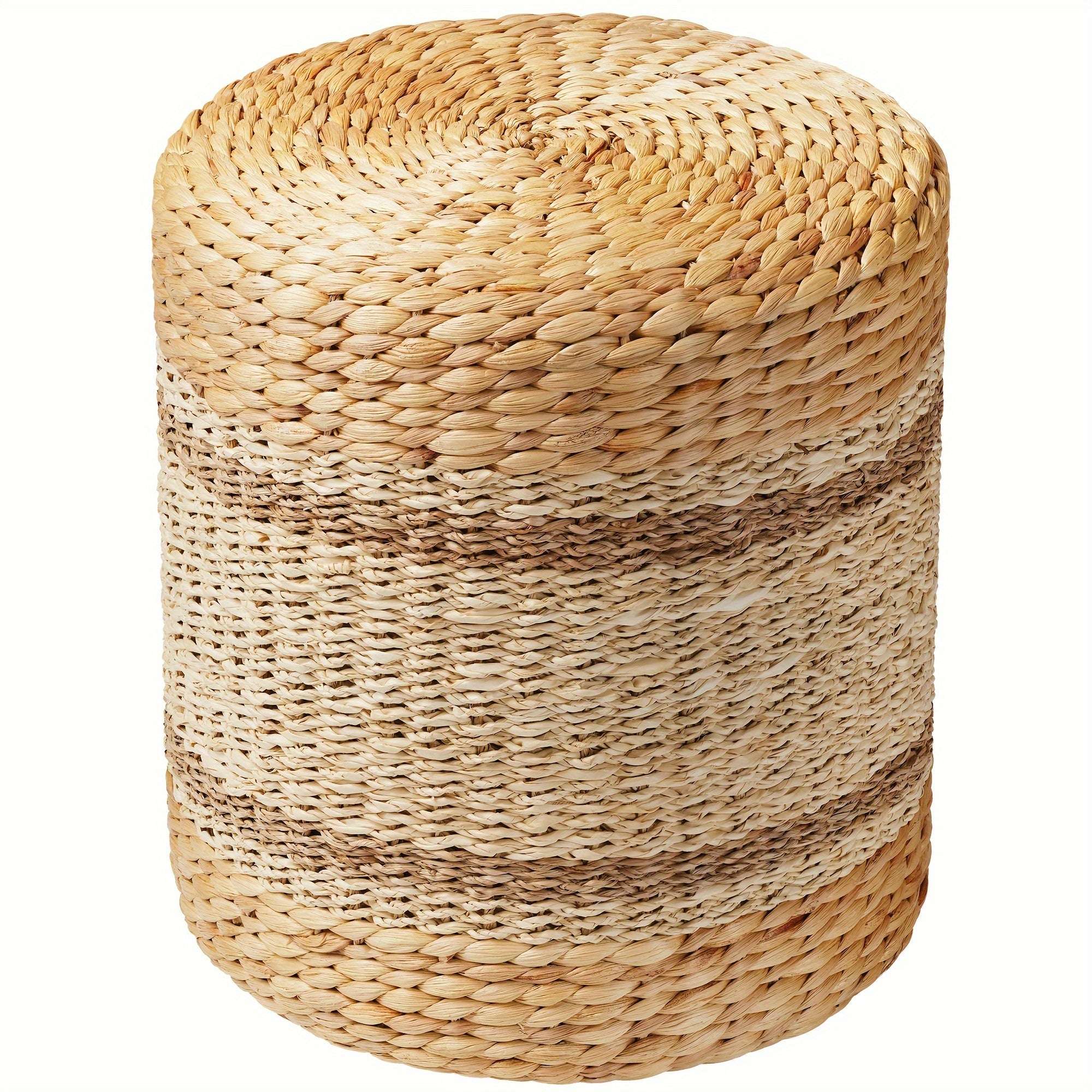 customized - 1 pc Outdoor Ottoman Pouf, 14" Natural Braided Seagrass Poof for Garden - Boho Eco Boutique™ - customized - Boho Eco Boutique™ - Natural Color -