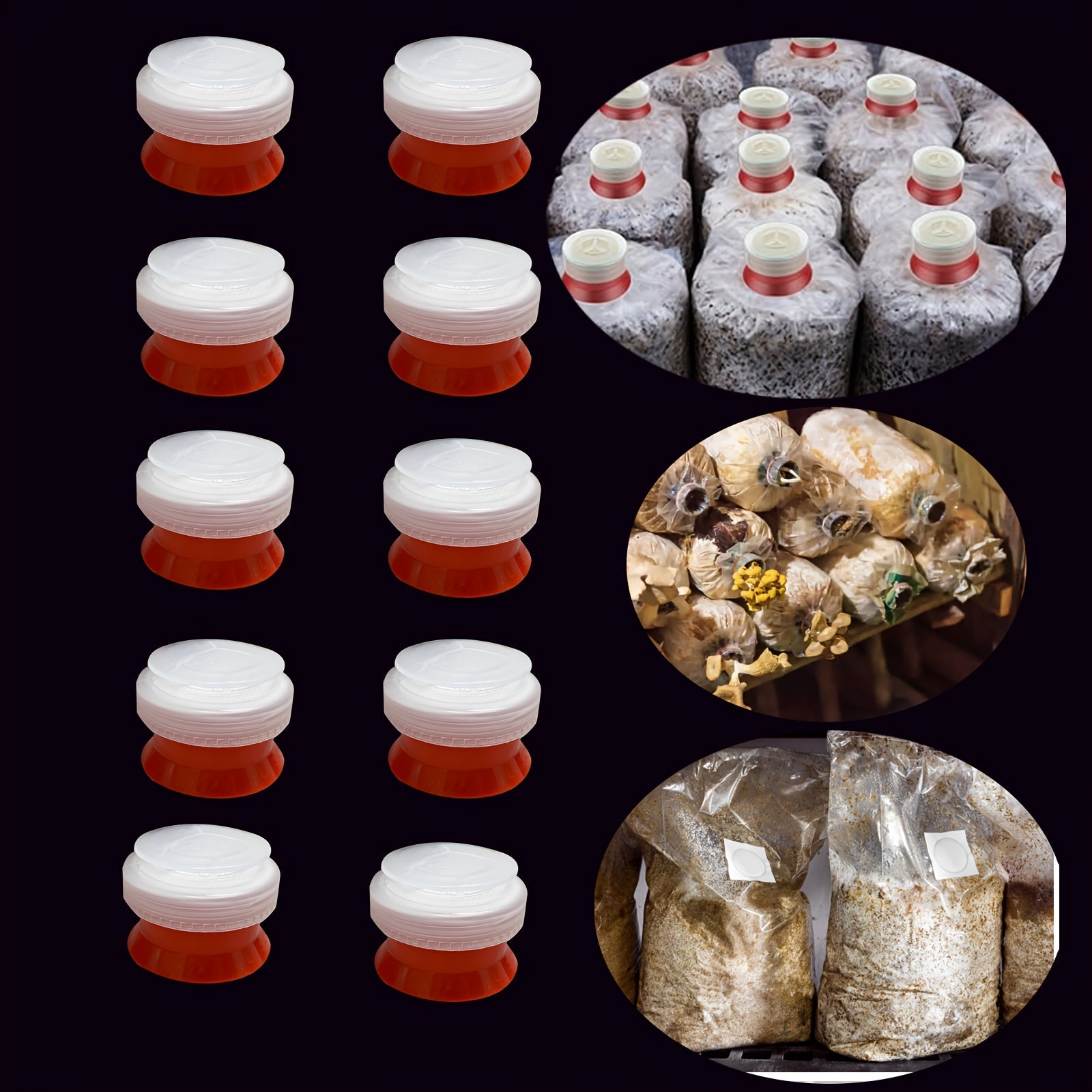 10pcs Ventilation Sealing Caps for Mushroom Cultivation Growth Bags - Durable Waterproof and Moisture-Proof Plastic