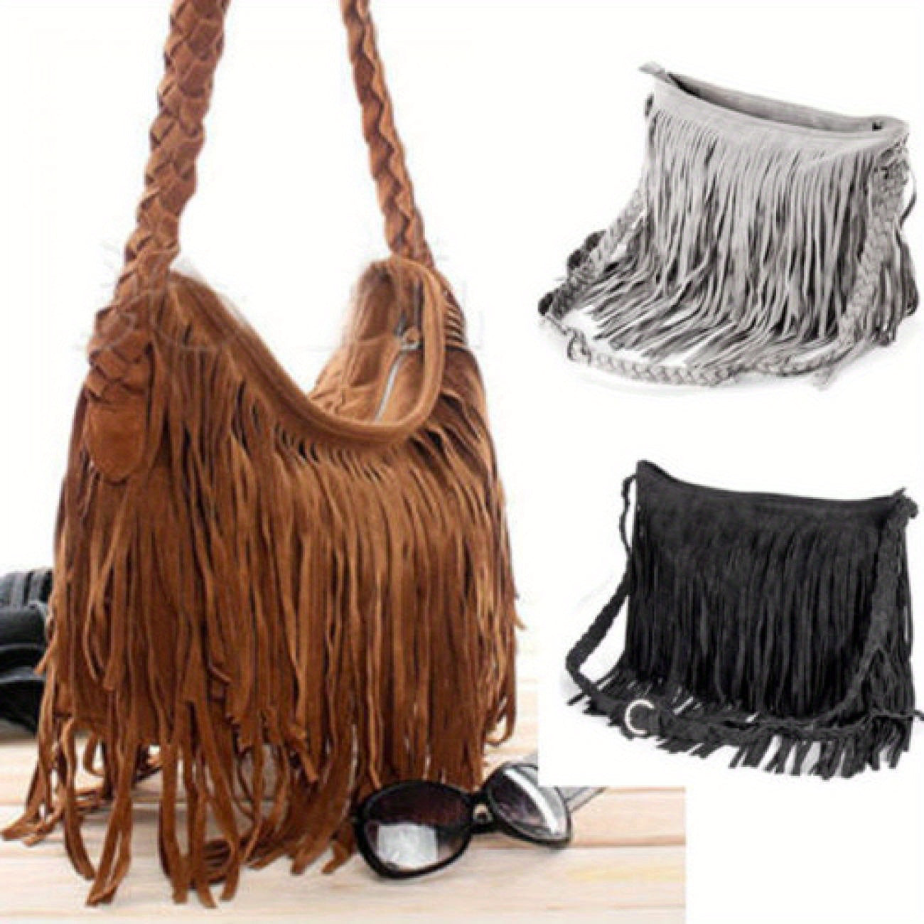 Elegant Tassel Suede Handbag for Women & Girls - Fashionable Messenger Shoulder Bag Satchel for Everyday Use