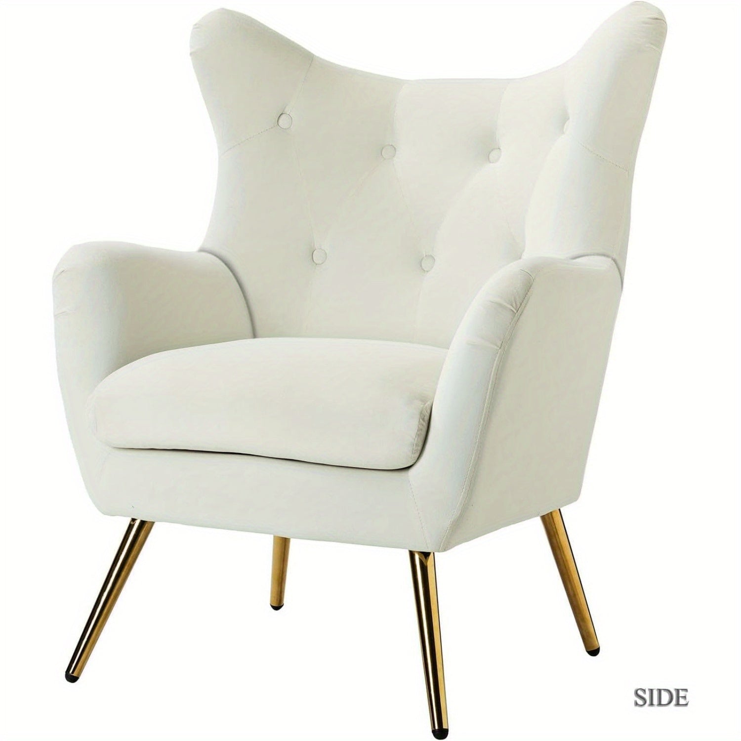 Velvet Wingback Accent Chair - Modern Tufted Armchair with Gold Metal Legs, Single Sofa Chair for Living Room, Bedroom, Club, or Stadium Suite