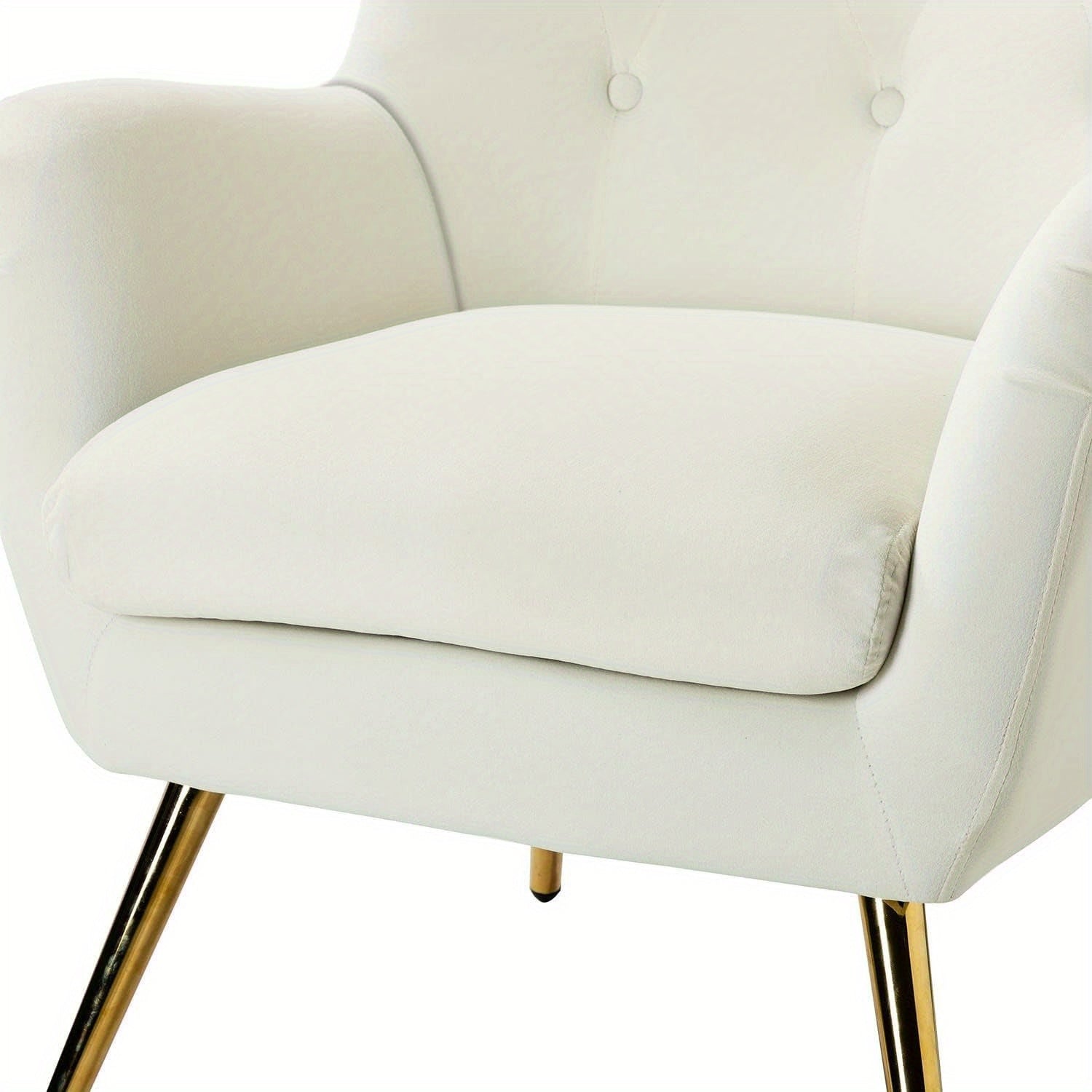 Velvet Wingback Accent Chair - Modern Tufted Armchair with Gold Metal Legs, Single Sofa Chair for Living Room, Bedroom, Club, or Stadium Suite