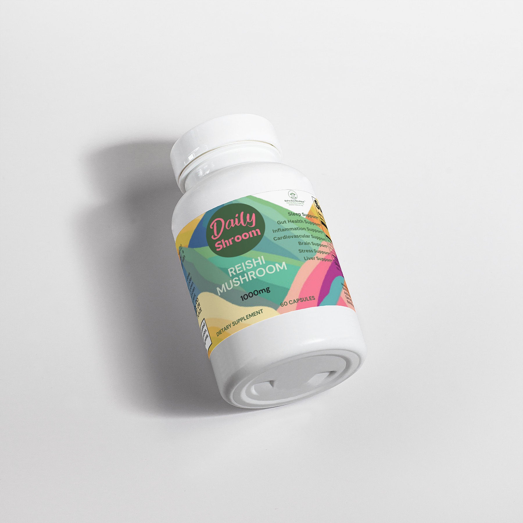 Daily Shroom by Boho Eco Boutique | Premium Reishi Mushroom Capsules | Natural Energy, Stamina & Immune Support – Vegan, Non-GMO, Adaptogenic Supplement for Performance & Endurance – 60 Count