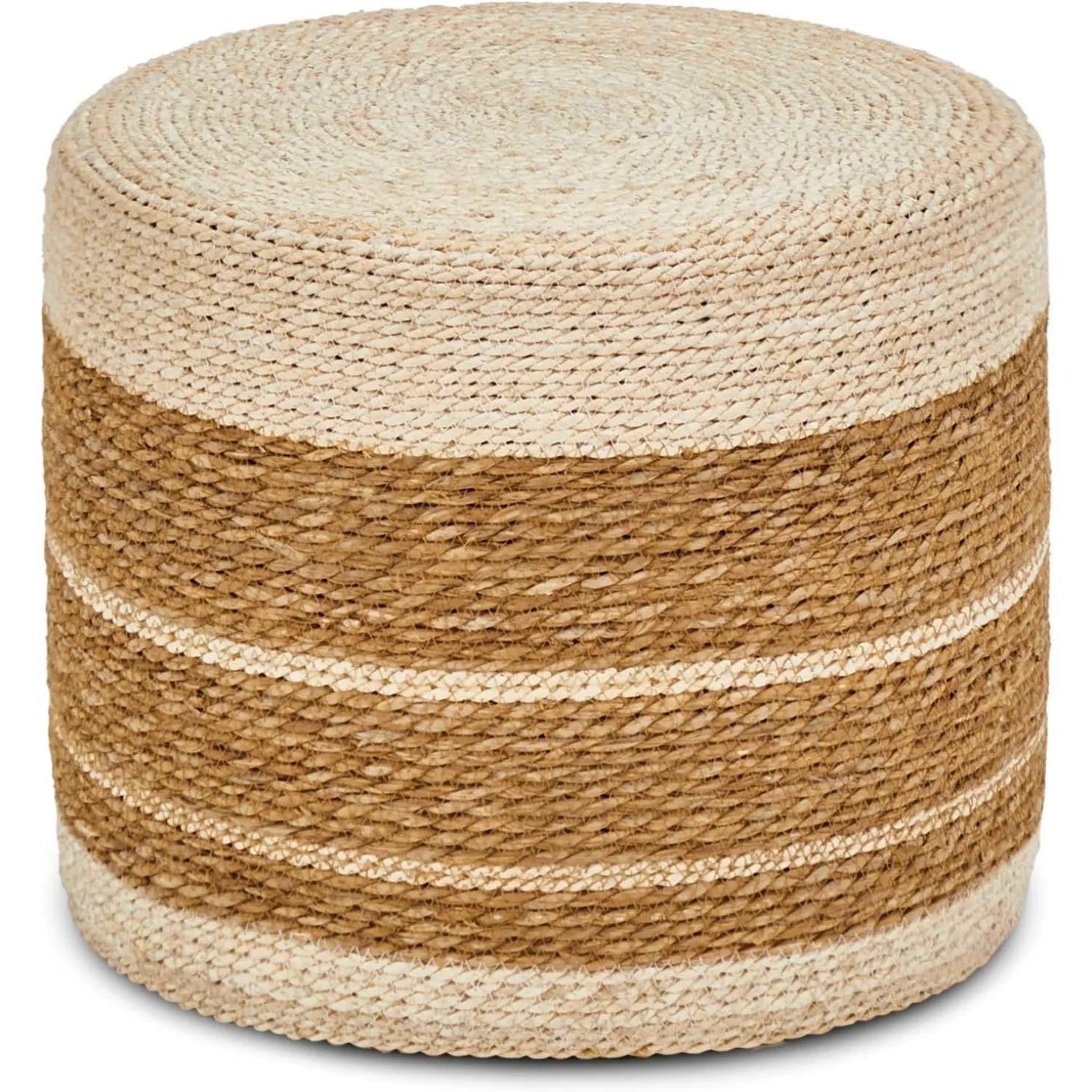 18’’ Handwoven Ottoman Pouf – Natural Braided Footrest Stool Rustic Boho Lounge Pouffe (Cattail + Corn Husk) - United