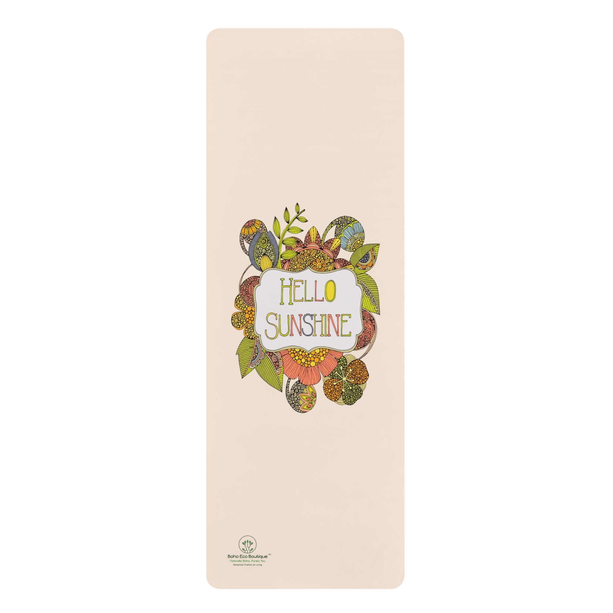 Custom Boho Eco Yoga Mat | Hello Sunshine | Non-Slip & Eco-Friendly | Perfect for Home, Gym & Yoga Workouts