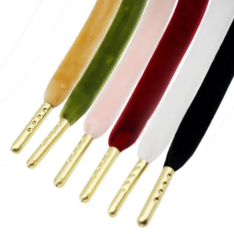 1cm Width Luxurious Double-Sided Velvet Shoelaces - Suede Pile Coating for Women & Men Shoes Black White Colorful