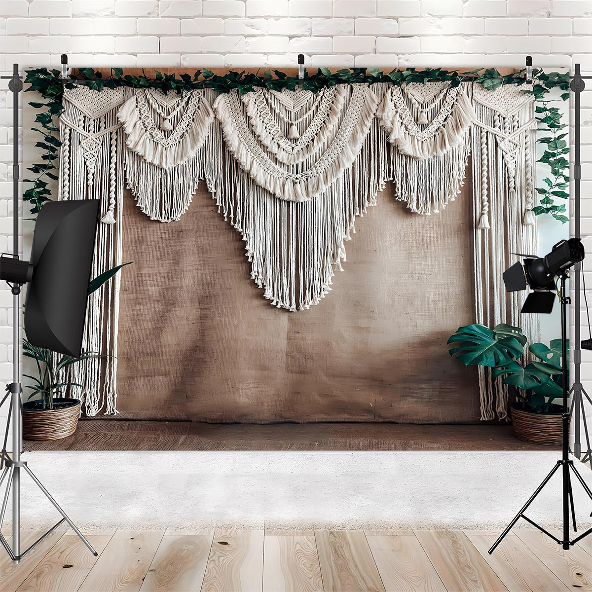 1pc Boho Chic Macrame Wall Hanging - Polyester Backdrop Banner for Wedding Birthday Anniversary Indoor & Outdoor