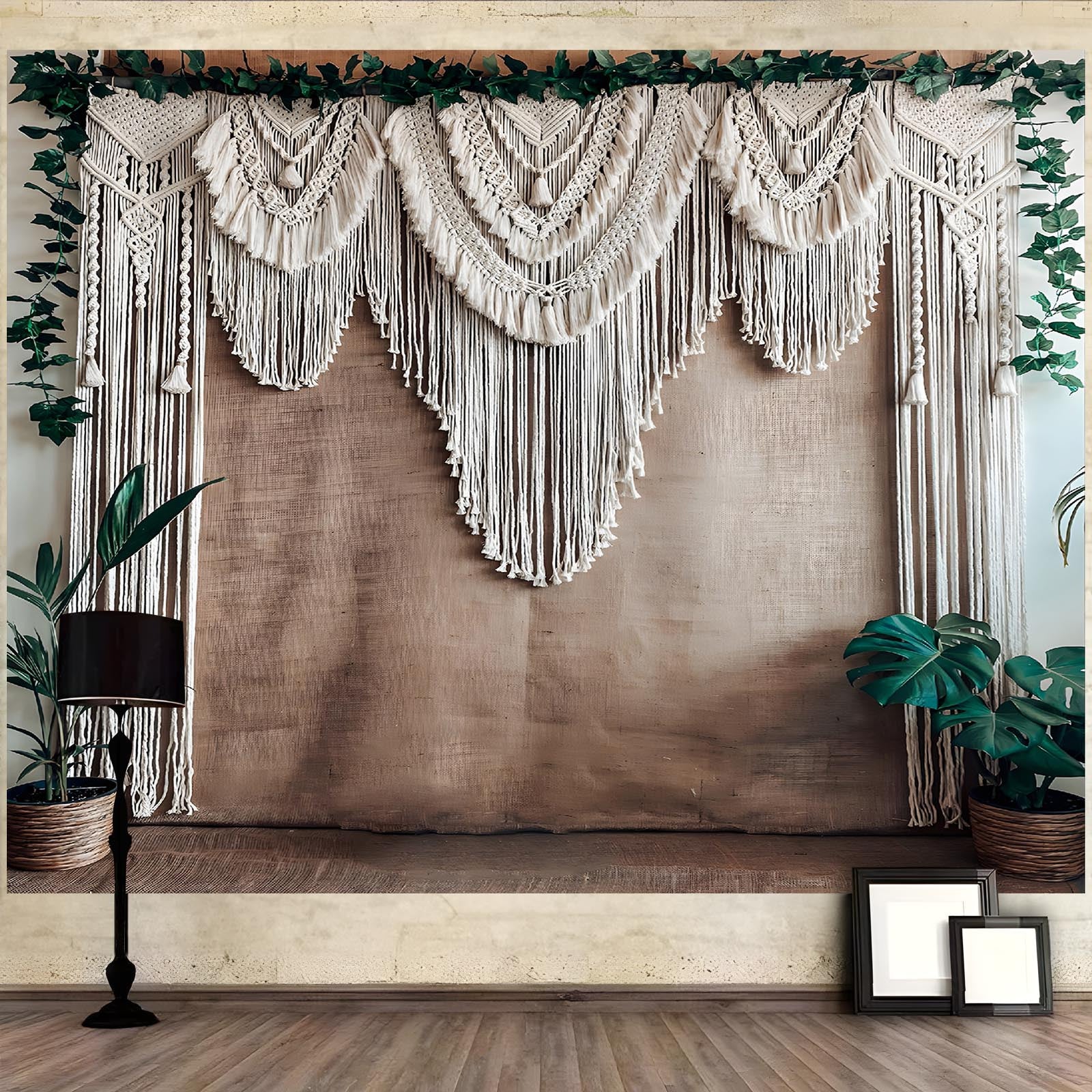 1pc Boho Chic Macrame Wall Hanging - Polyester Backdrop Banner for Wedding Birthday Anniversary Indoor & Outdoor