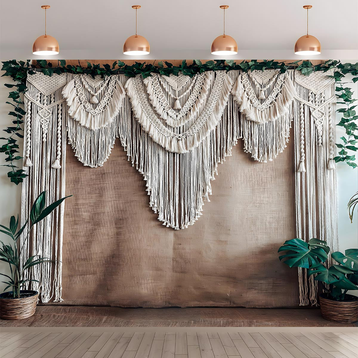 1pc Boho Chic Macrame Wall Hanging - Polyester Backdrop Banner for Wedding Birthday Anniversary Indoor & Outdoor