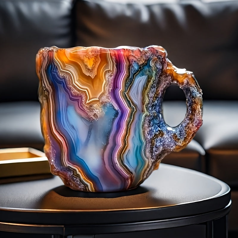 1pc Elegant Mineral Crystal Coffee Cup – Stainless Steel Lining Hand Wash Only Reusable Heat-Resistant – A Unique
