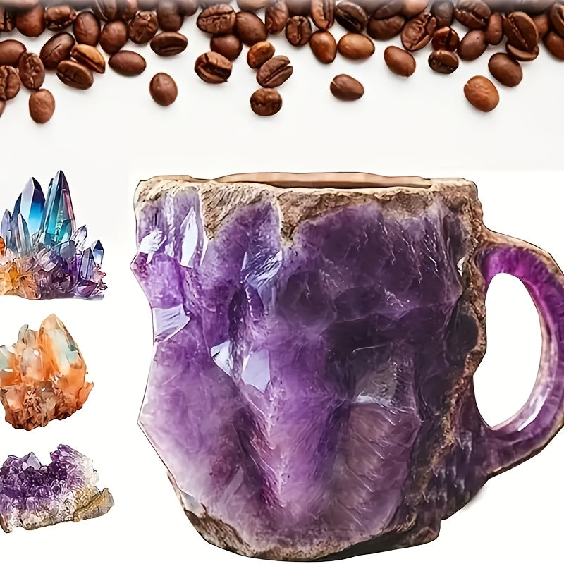 1pc Elegant Mineral Crystal Coffee Cup – Stainless Steel Lining Hand Wash Only Reusable Heat-Resistant – A Unique