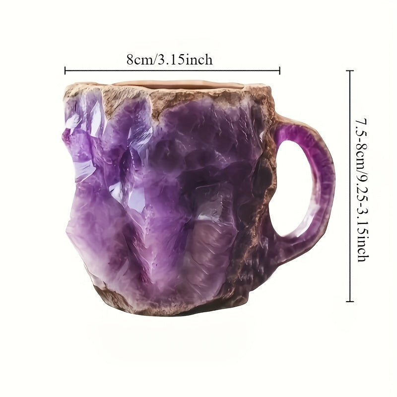 1pc Elegant Mineral Crystal Coffee Cup – Stainless Steel Lining Hand Wash Only Reusable Heat-Resistant – A Unique