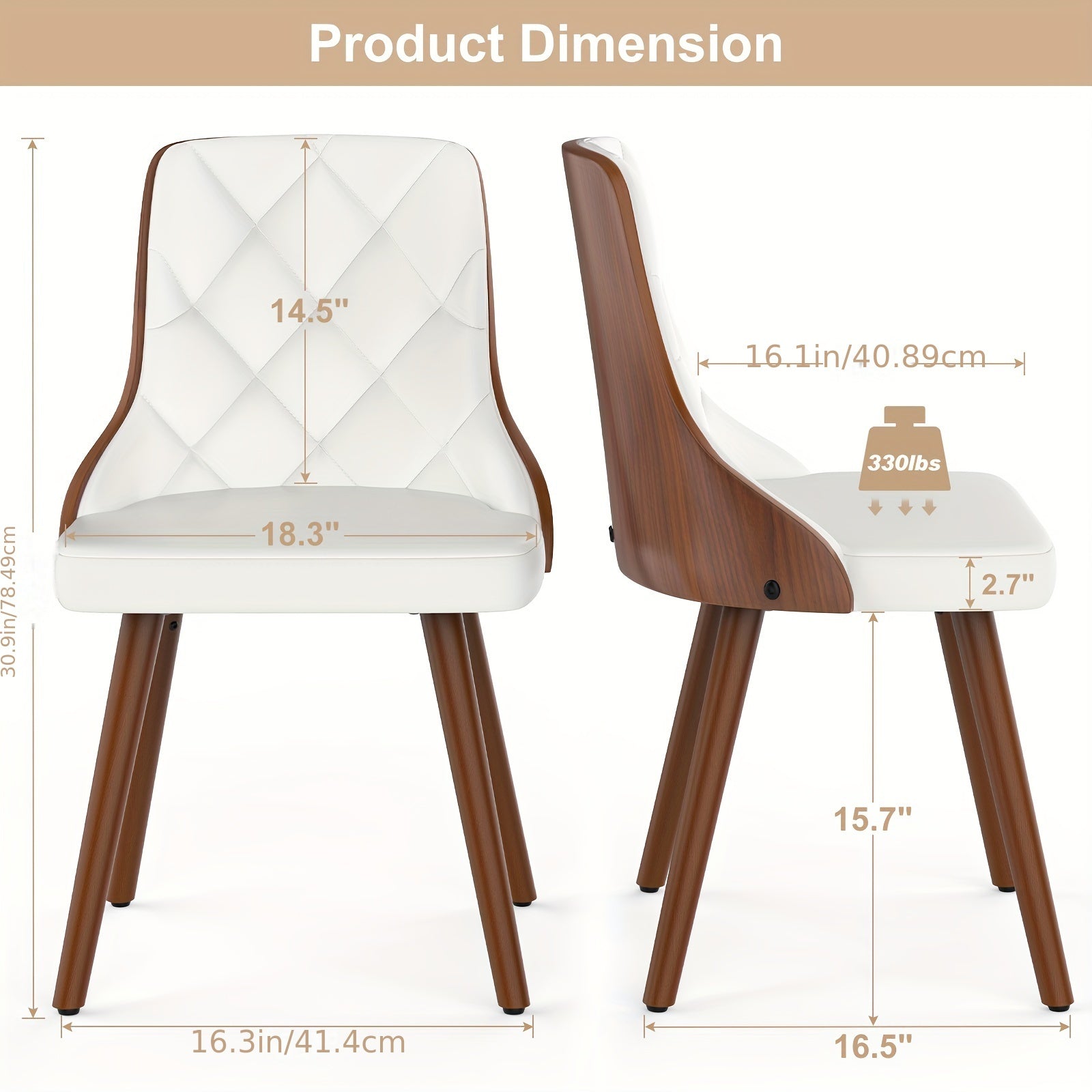 customized - 2 MidCentury Modern Dining Chairs Stylish Design Bohemian Eco Chic - Boho Eco Boutique™ - customized - Boho Eco Boutique™ - Black Walnut White PU -