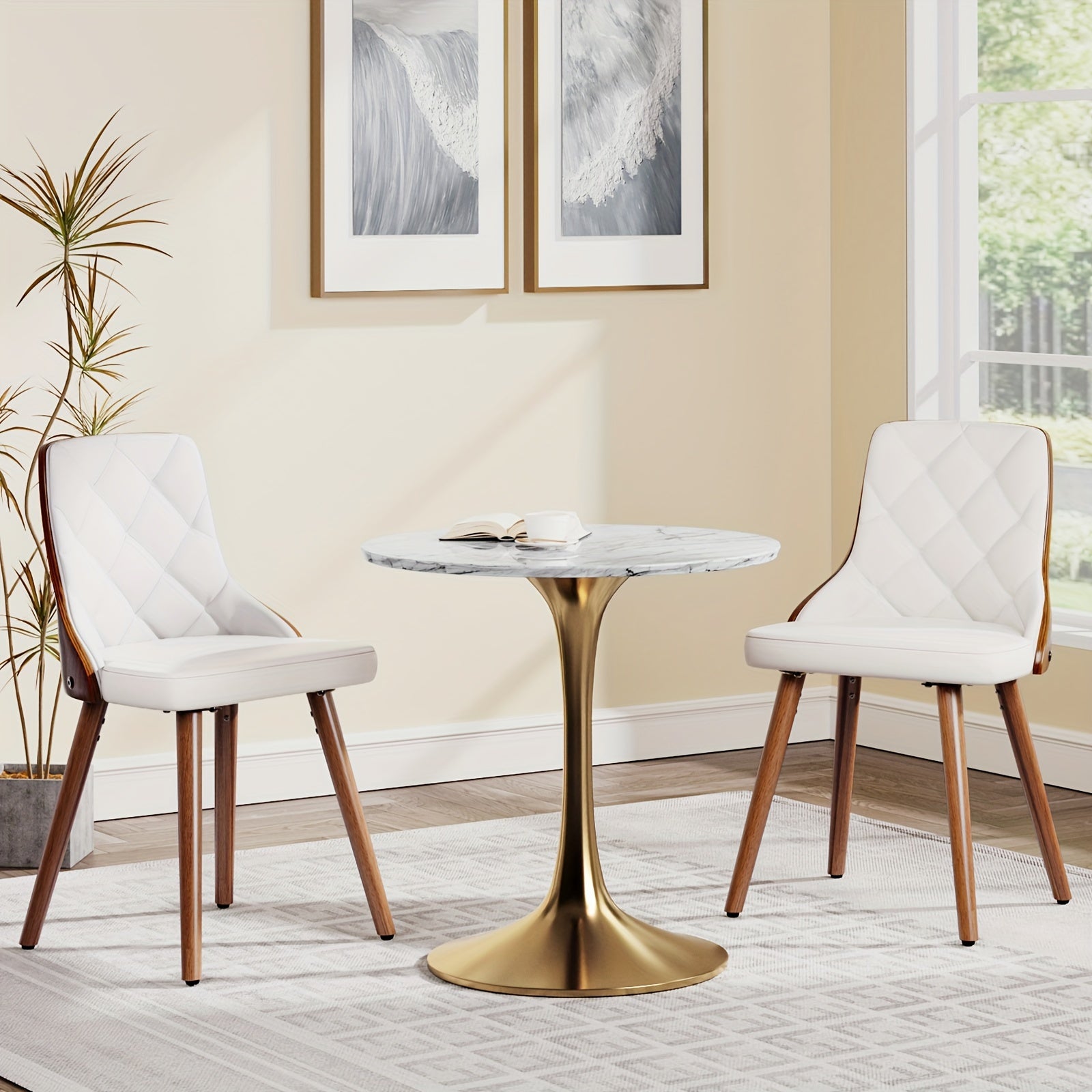 customized - 2 MidCentury Modern Dining Chairs Stylish Design Bohemian Eco Chic - Boho Eco Boutique™ - customized - Boho Eco Boutique™ - Black Walnut Black PU -