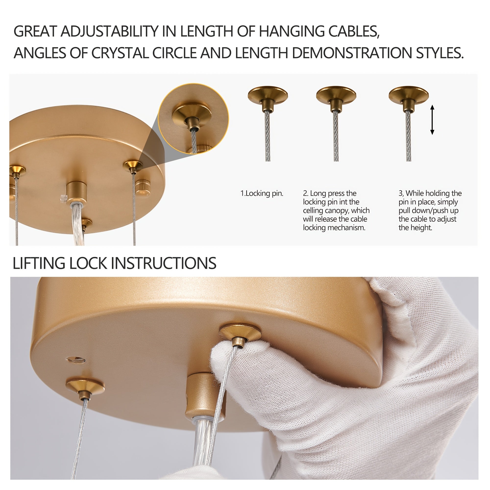 23.6-inch Modern Golden Pendant Light with Cascading Crystal Strands Ideal for Living Room Dining Room and Foyer
