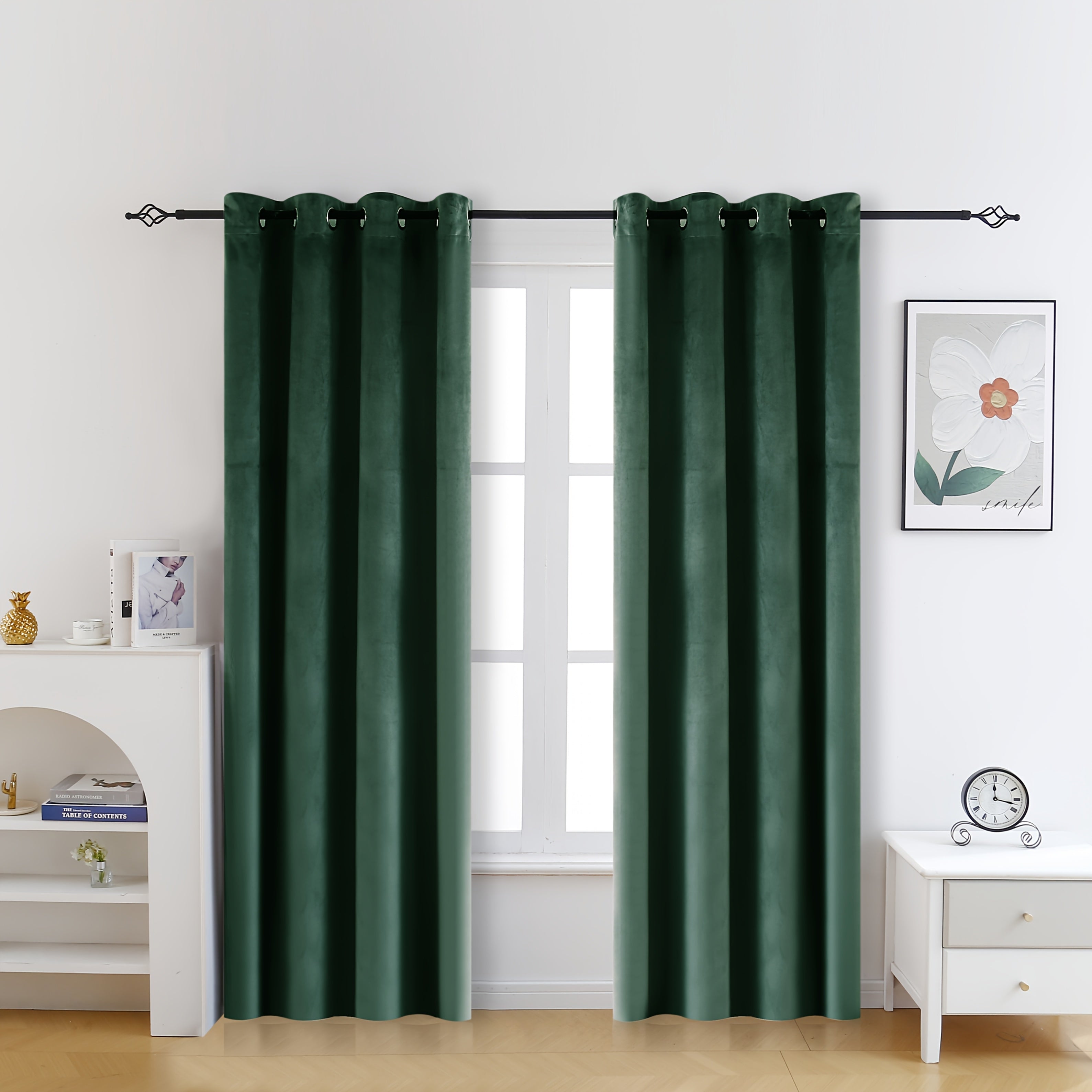 2pcs/1set Velvet Fabric Semi-Blackout Warm and Insulating Curtains Suitable for Bedroom Living Room and Other