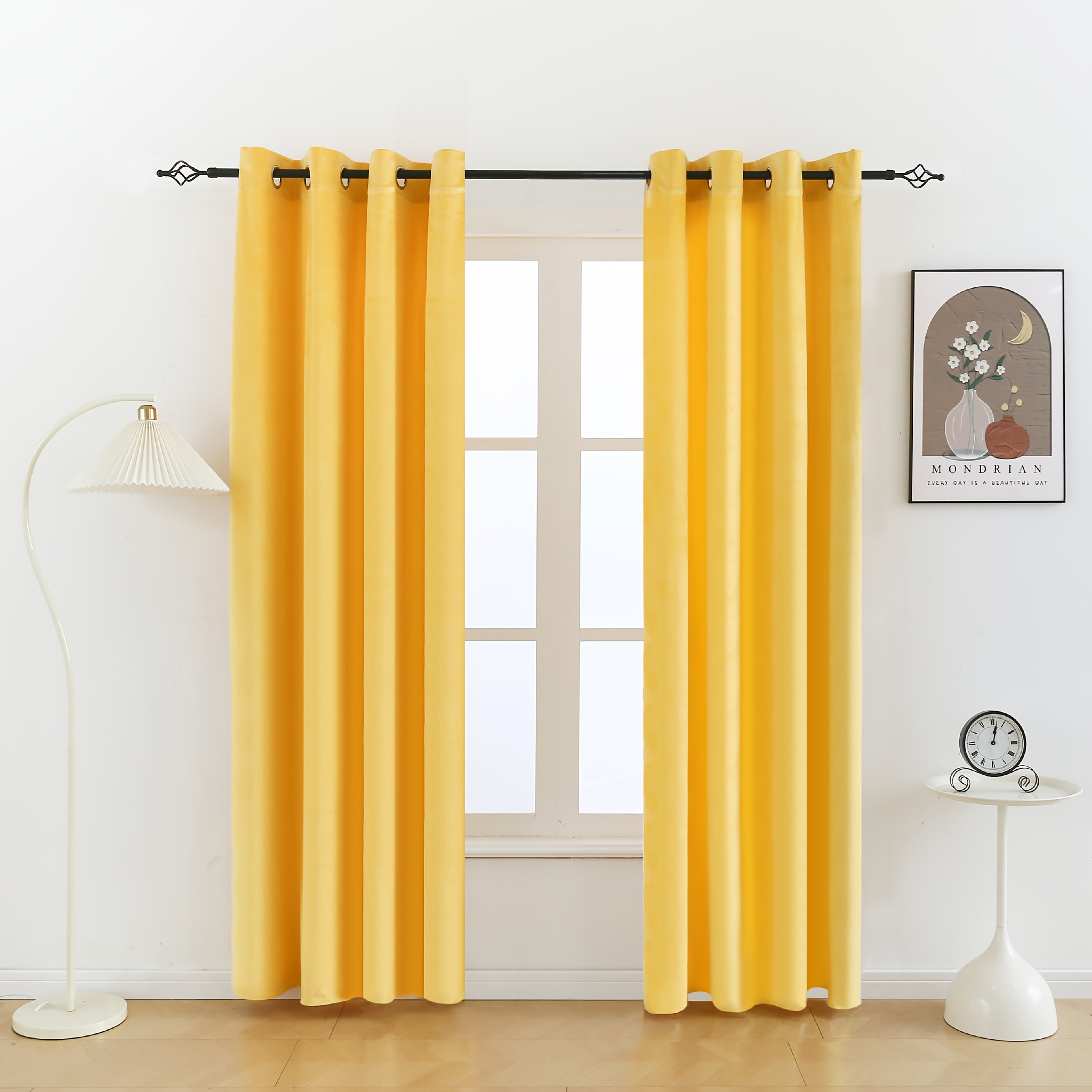 2pcs/1set Velvet Fabric Semi-Blackout Warm and Insulating Curtains Suitable for Bedroom Living Room and Other