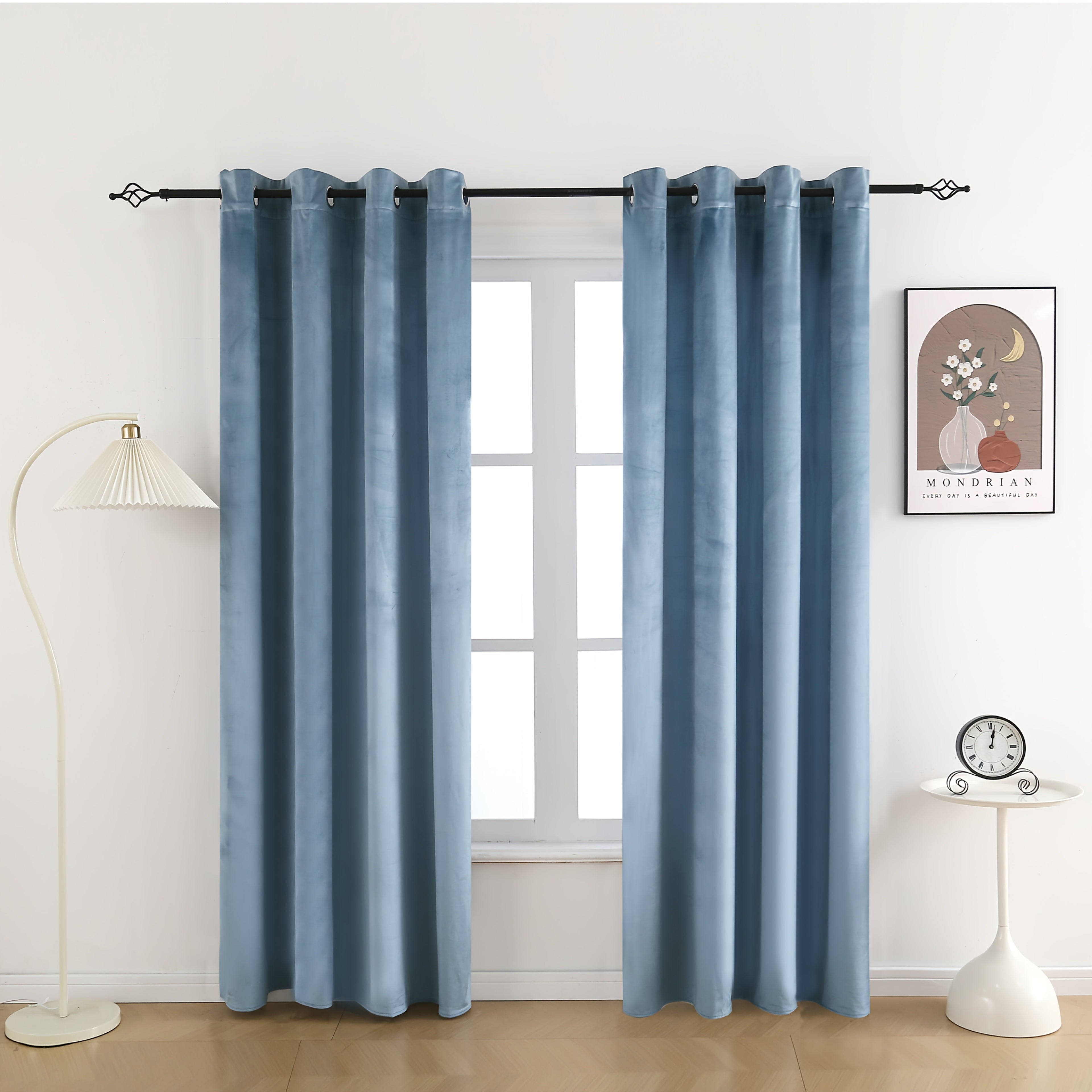 2pcs/1set Velvet Fabric Semi-Blackout Warm and Insulating Curtains Suitable for Bedroom Living Room and Other