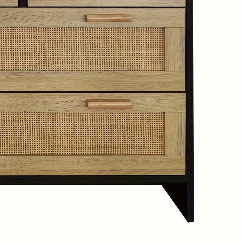 customized - 4 Drawers Rattan Cabinet for Living Room, Dining Room, Hallways, Easy Assembly, Black - Boho Eco Boutique™ - customized - Boho Eco Boutique™ - W757137660 -