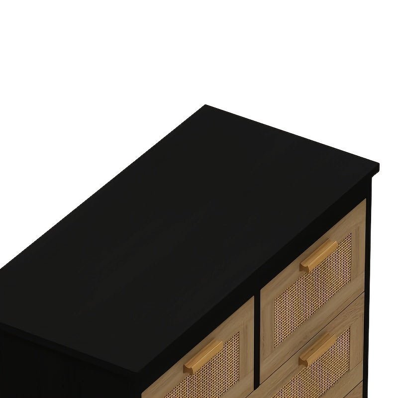 customized - 4 Drawers Rattan Cabinet for Living Room, Dining Room, Hallways, Easy Assembly, Black - Boho Eco Boutique™ - customized - Boho Eco Boutique™ - W757137660 -