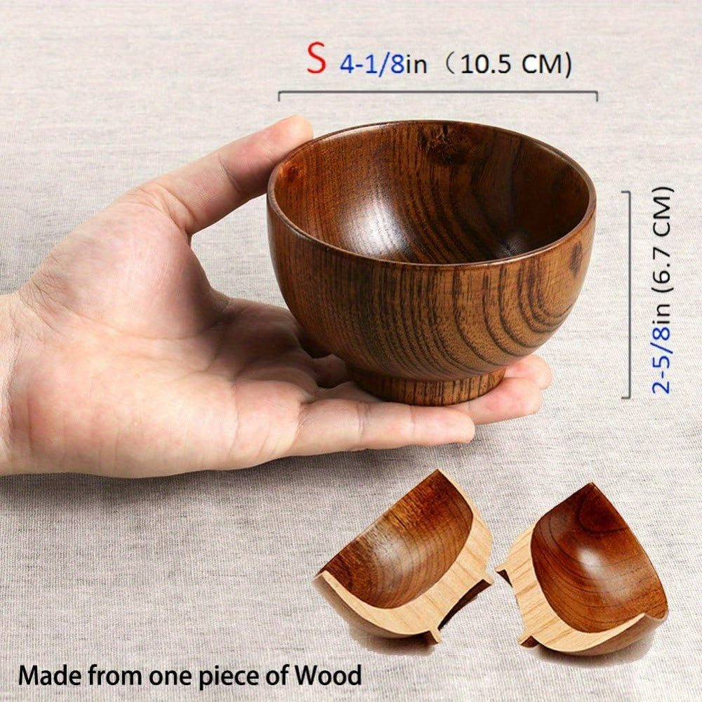 4 Handmade Wooden Bowls and Cups – Perfect for Rice Soup Dipping Sauce Coffee Tea and Decorative Use - Variant1