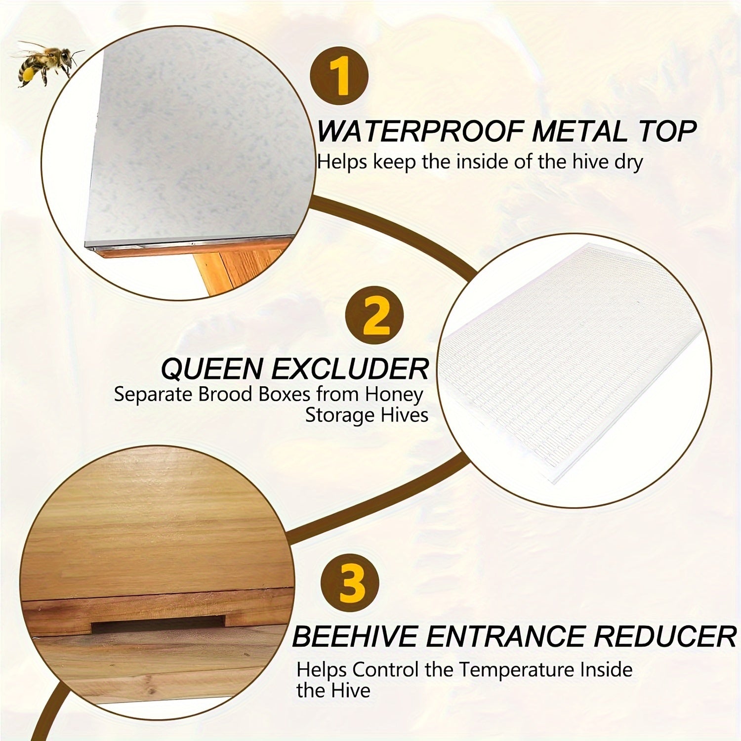 5/3-Layer Bee Hive Without Frames - Complete Beehive Kit for Beginners | Langstroth Design Coated with 100% Beeswax