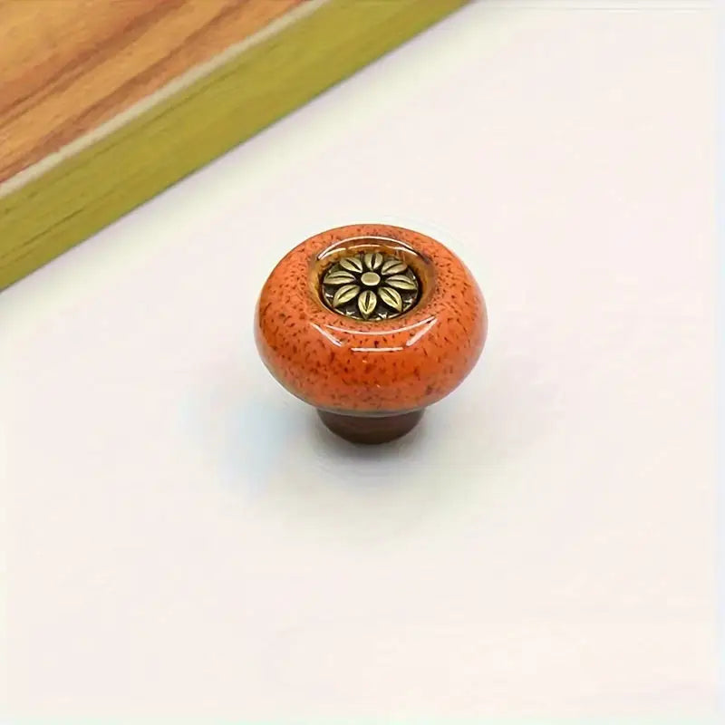 5-Pack Colorful Ceramic Cabinet Knobs: Leopard Print Glass Round Single Hole Pulls with Installation Hardware