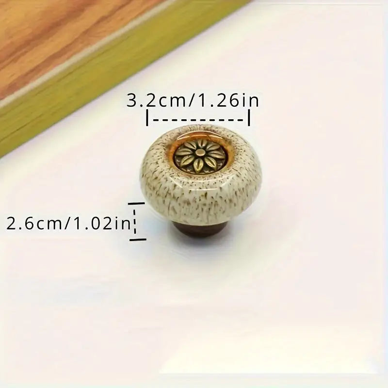 5-Pack Colorful Ceramic Cabinet Knobs: Leopard Print Glass Round Single Hole Pulls with Installation Hardware