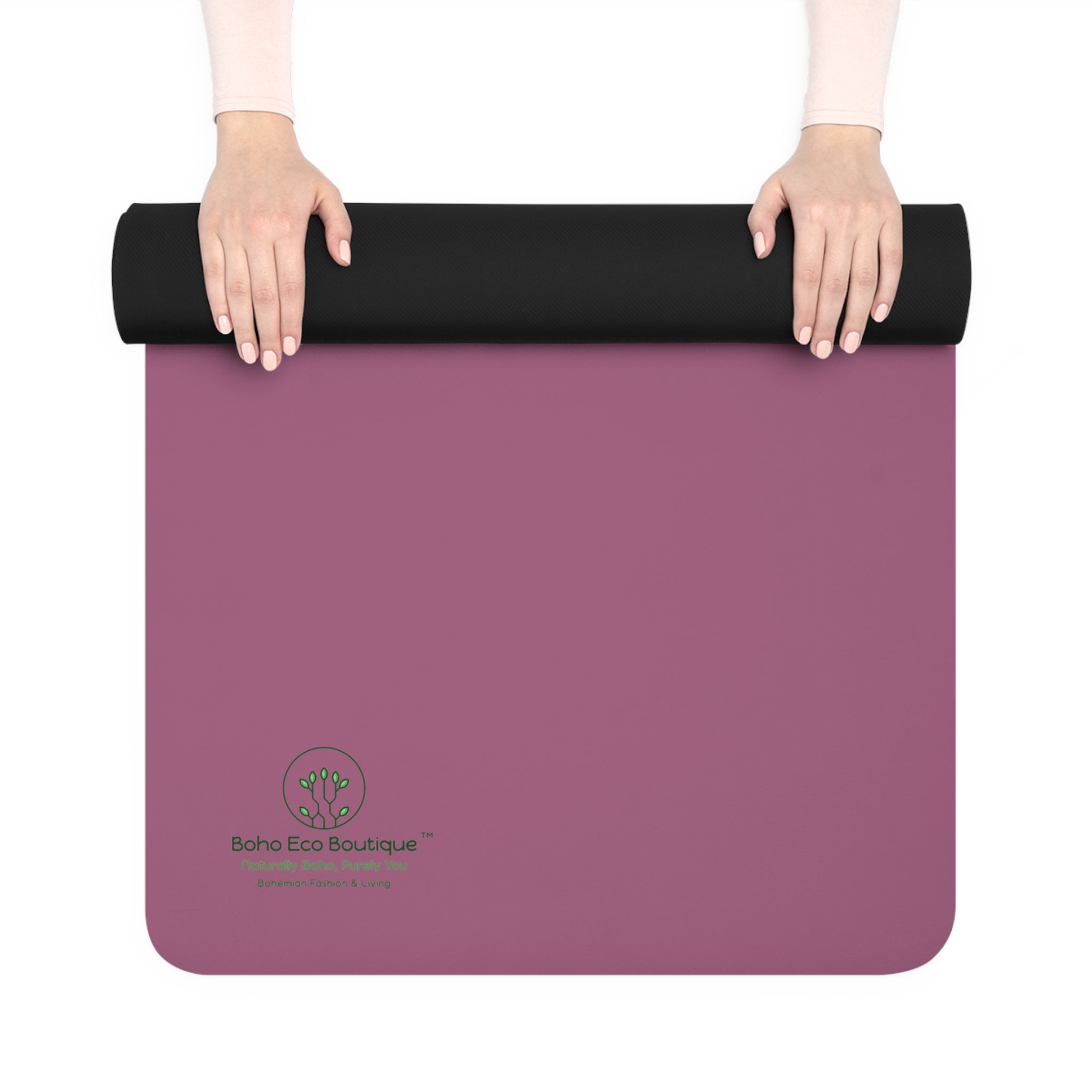 Yoga Mat, Boho Eco Boutique Custom Designed Mat with Positive Message. Eco-Friendly Rubber Mat for Yoga Practice, Meditation, Fitness