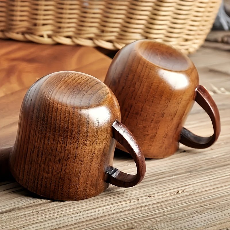 decor - 6 Oz 2pcs Wooden Coffee Mugs with Handle - Stylish & Eco - Friendly Dining Cups, Perfect for Everyday Use - Boho Eco Boutique™ - decor - Boho Eco Boutique™ - 2 Packs -