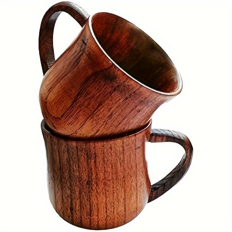 decor - 6 Oz 2pcs Wooden Coffee Mugs with Handle - Stylish & Eco - Friendly Dining Cups, Perfect for Everyday Use - Boho Eco Boutique™ - decor - Boho Eco Boutique™ - 2 Packs -