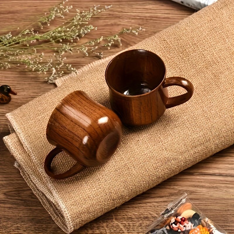 decor - 6 Oz 2pcs Wooden Coffee Mugs with Handle - Stylish & Eco - Friendly Dining Cups, Perfect for Everyday Use - Boho Eco Boutique™ - decor - Boho Eco Boutique™ - 2 Packs -