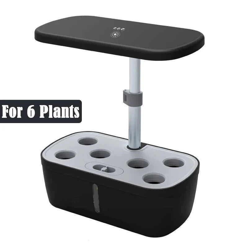 6-Plant Indoor Hydroponics System with LED Grow Lamp – Soilless Herb Planter Kit for Vegetables and Herbs – Black