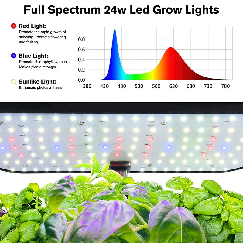 6-Plant Indoor Hydroponics System with LED Grow Lamp – Soilless Herb Planter Kit for Vegetables and Herbs – Black
