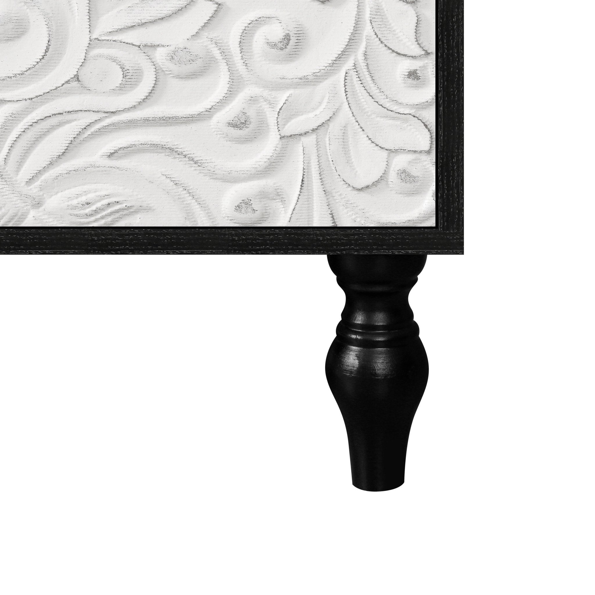 customized - 63 Inch White Carved Symmetrical Design Door And Wood Coloured Frame - Boho Eco Boutique™ - customized - Boho Eco Boutique™ - White + Black -