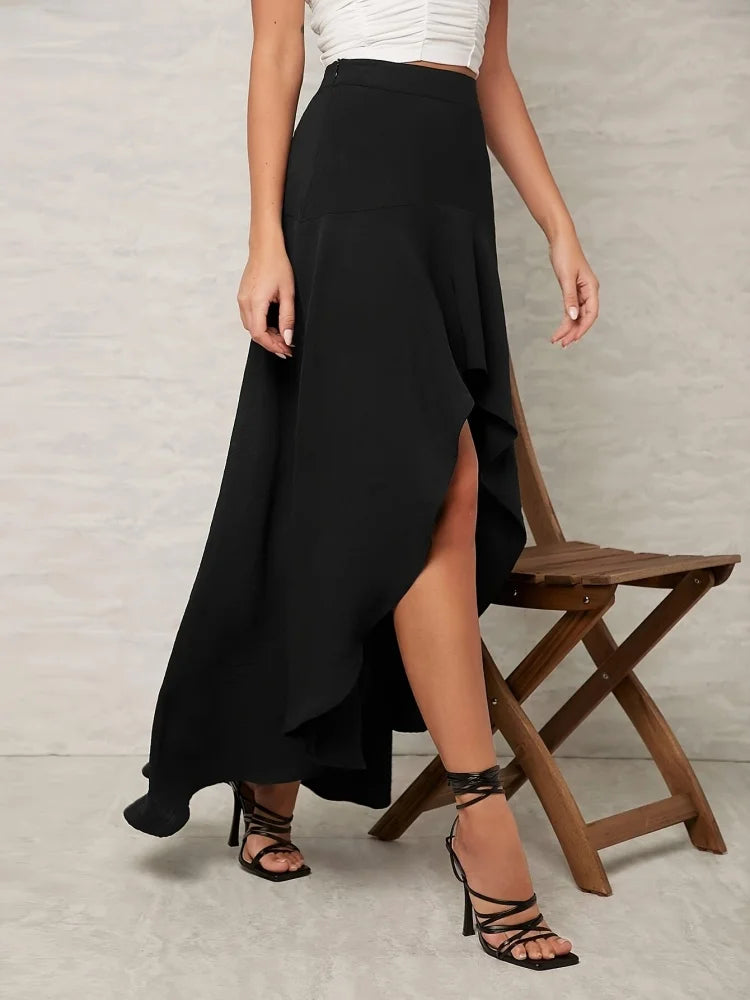 2024 Women's Ruffle Edge Irregular Half Skirt Hanging Dress - Elegant & Fashionable Summer Wear