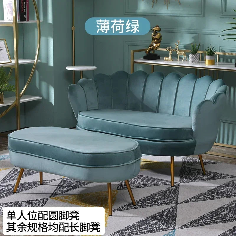 Nordic Flannel Single Sofa Chair - Light Luxury Living Room Furniture for Home or Beauty Salon, Custom Upholstered Modern Accent Chair