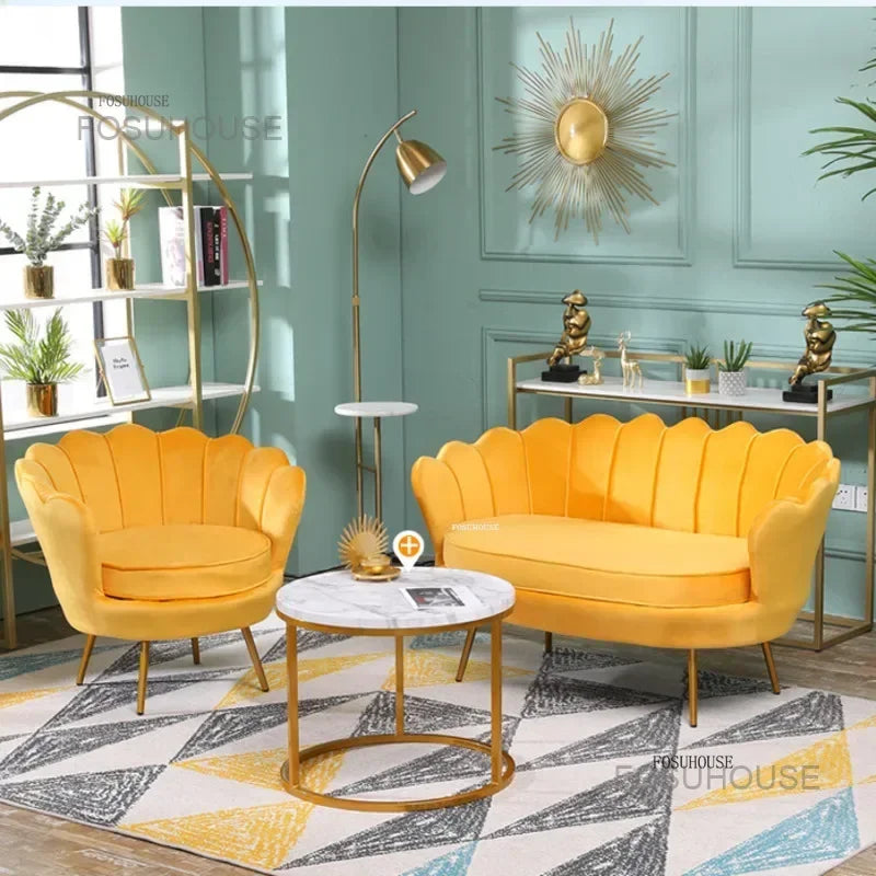 Nordic Flannel Single Sofa Chair - Light Luxury Living Room Furniture for Home or Beauty Salon, Custom Upholstered Modern Accent Chair