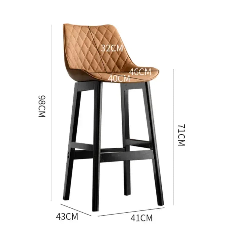 Nordic Light Luxury Backrest Bar Chair – Modern High Seat Counter Stool for Front Desk, Household, and Simple Minimalist Spaces
