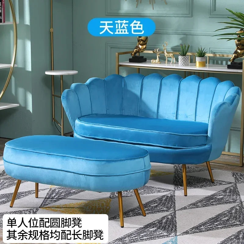 Nordic Flannel Single Sofa Chair - Light Luxury Living Room Furniture for Home or Beauty Salon, Custom Upholstered Modern Accent Chair