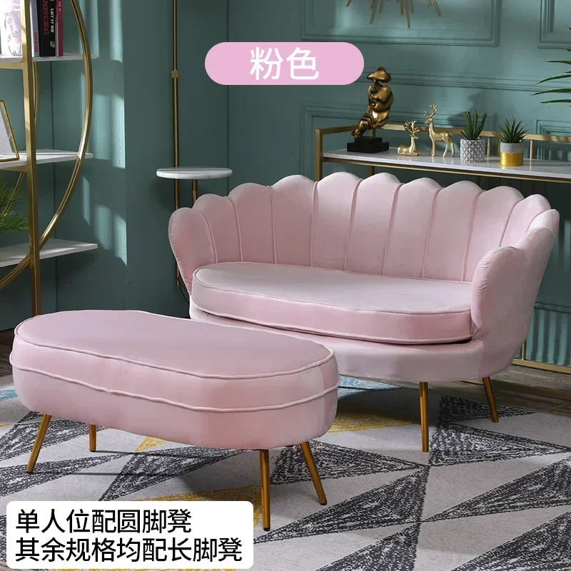 Nordic Flannel Single Sofa Chair - Light Luxury Living Room Furniture for Home or Beauty Salon, Custom Upholstered Modern Accent Chair