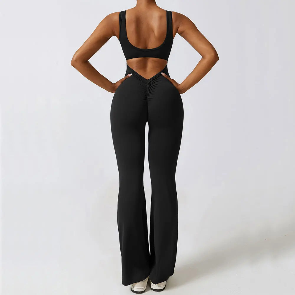 Women's Gym Training Yoga Suit - Stretch Push-Up Sports Jumpsuit for Fitness & Workouts - Athletic One-Piece Bodysuit Romper