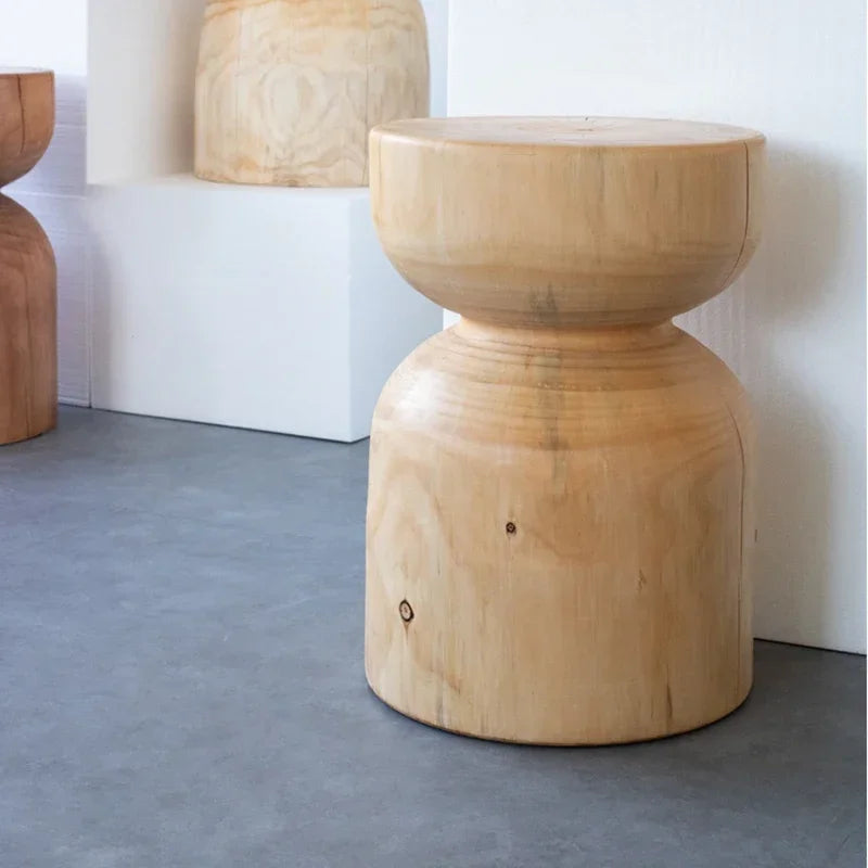 Solid Wood Stump Coffee Table or Stool - Wabi-Sabi Style, Short Simple Design for Homestay Furniture & Creative Home Decor