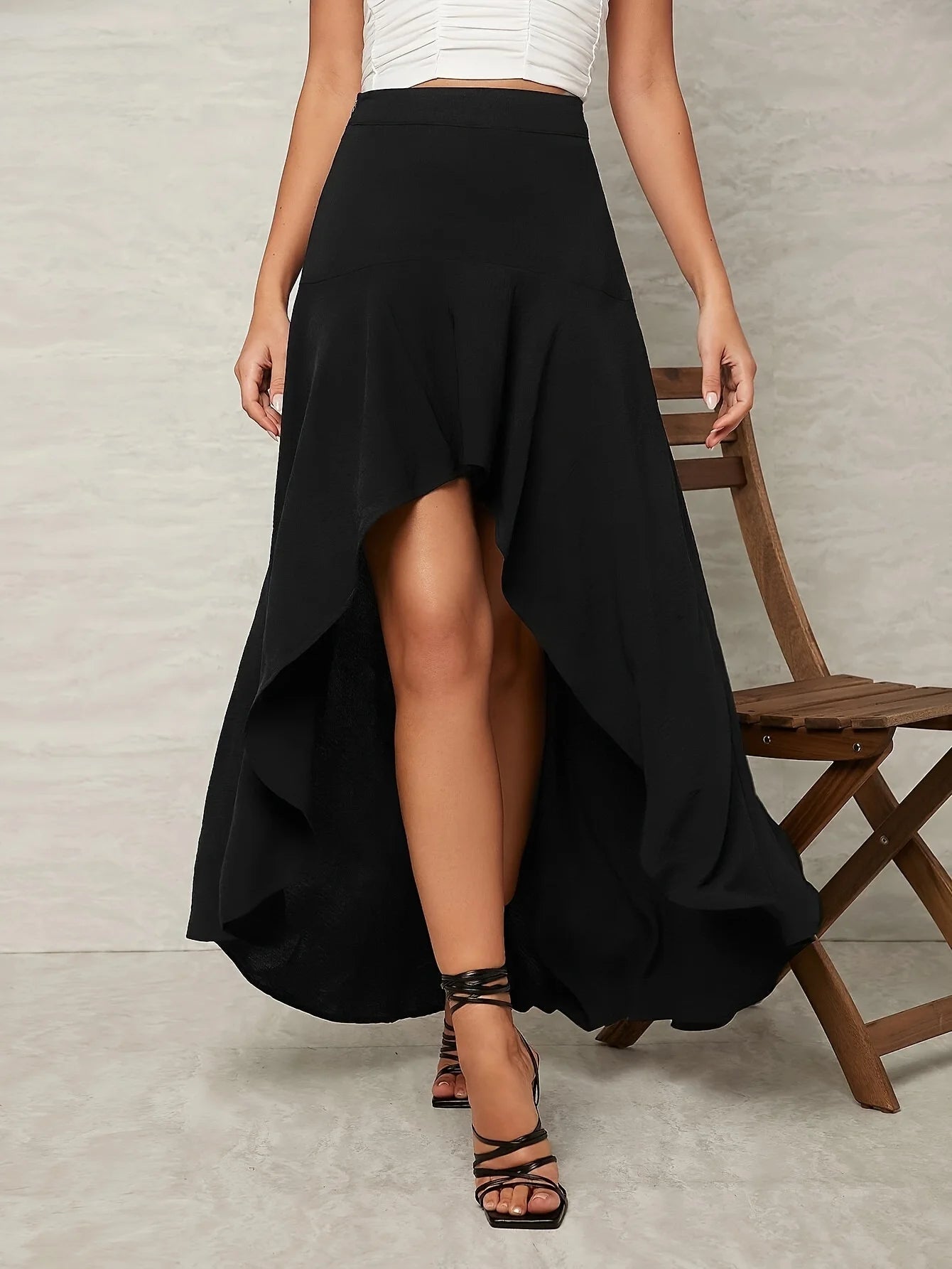 2024 Women's Ruffle Edge Irregular Half Skirt Hanging Dress - Elegant & Fashionable Summer Wear