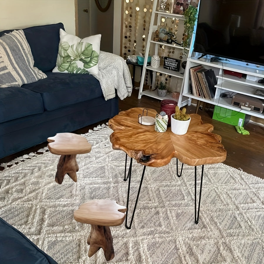 Chic Cedar Wood Coffee Table or Side Table with Natural Edge - Rustic Accent for Home or Patio Decor