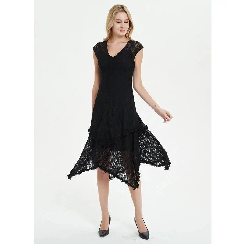 dress - Asymmetric Hem Boho Lace Dress - Boho Eco Boutique™ - dress - Boho Eco Boutique™ - Grey - 4 Extra Large -