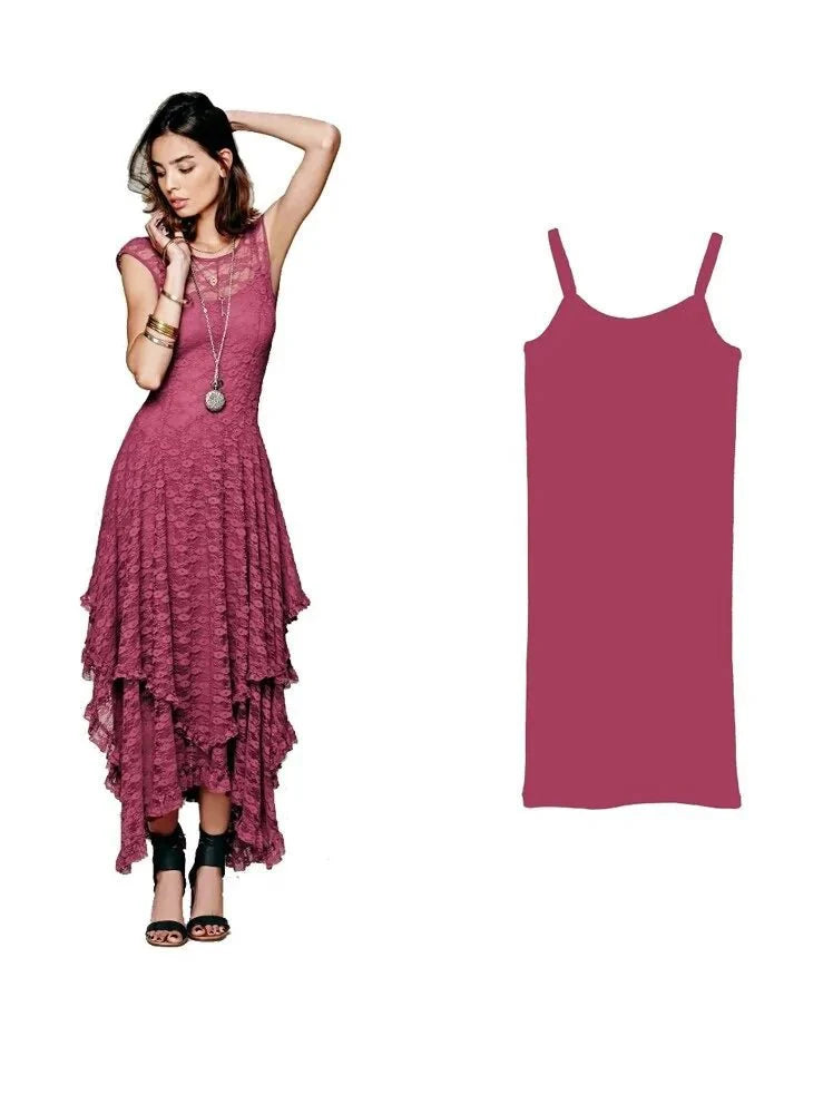 dress - Asymmetric Hem Boho Lace Dress - Boho Eco Boutique™ - dress - Boho Eco Boutique™ - Red - 2 Extra Large -