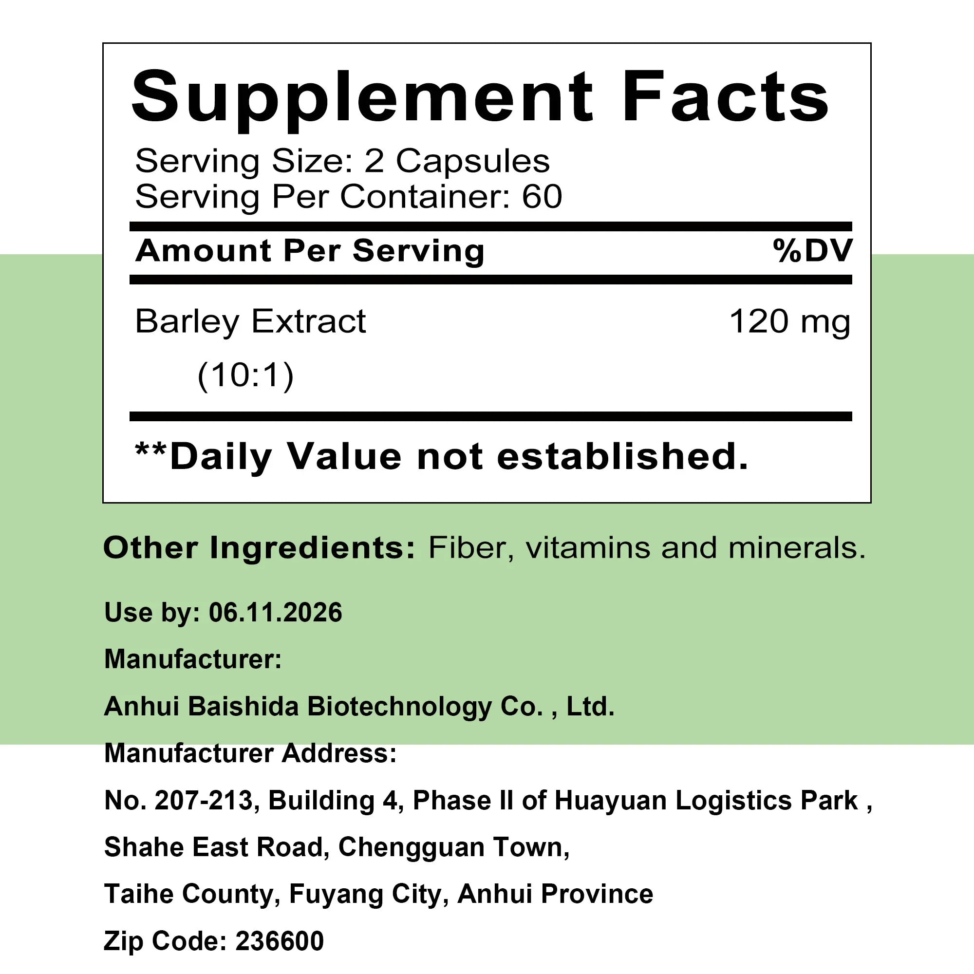Barley Grass Capsules - Balance Blood Sugar Appetite Suppression Weight Management Anti-aging - 120 Capsules - 120