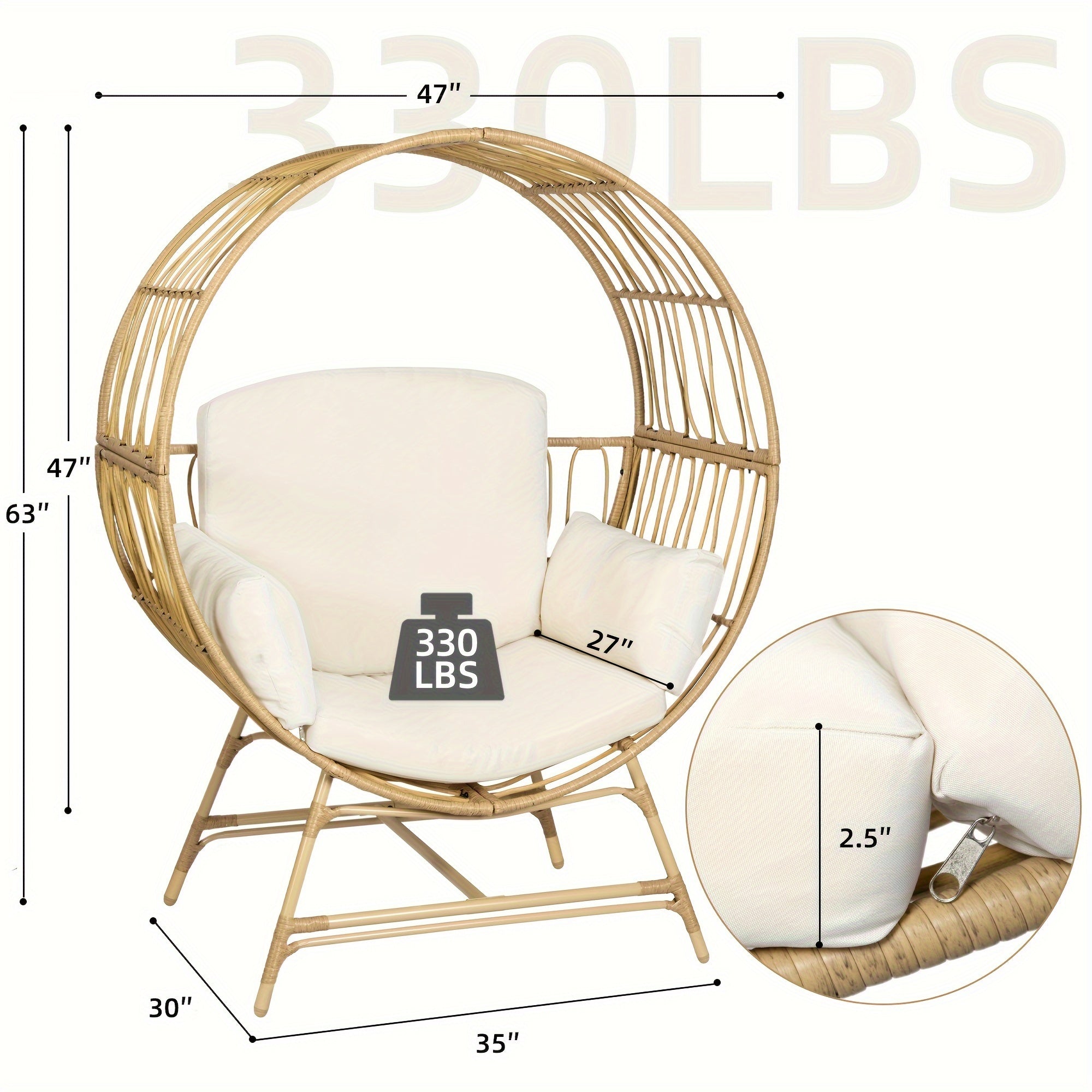Bifanuo Egg Chair With Ottoman Outdoor Egg Dining Chair With Cushion Rattan Chair Wicker Chair PE For Patio Garden