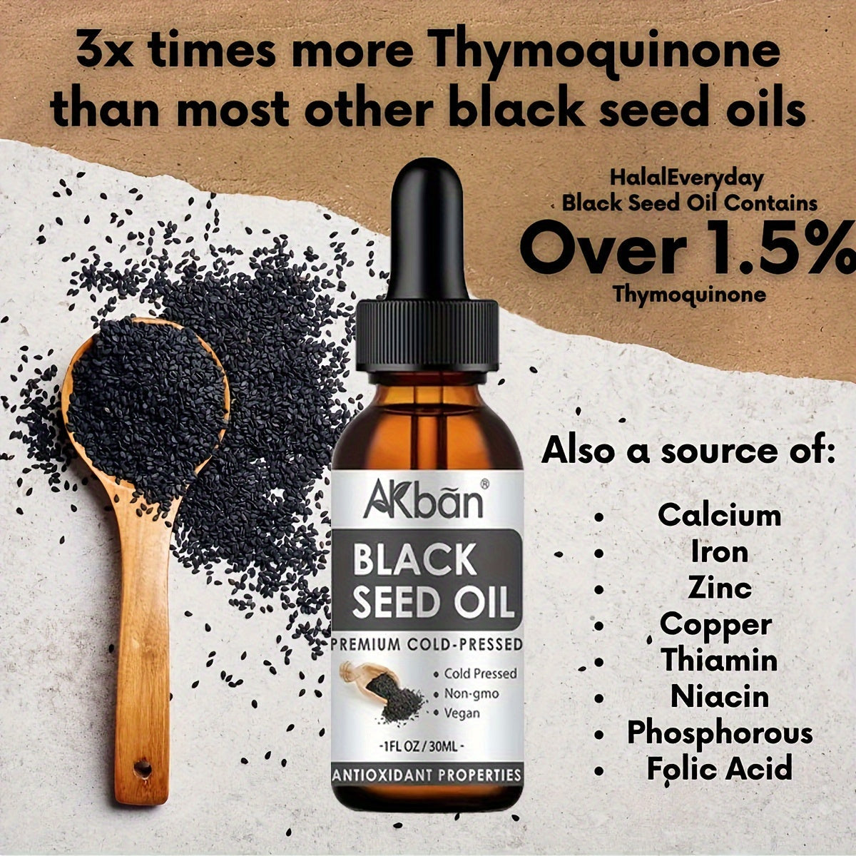 Black Seed Oil - Cold-Pressed Nigella Sativa Black Cumin Seed Oil Omega 3 6 9 | Pure Blackseed Oil Antioxidant | 30ml/1